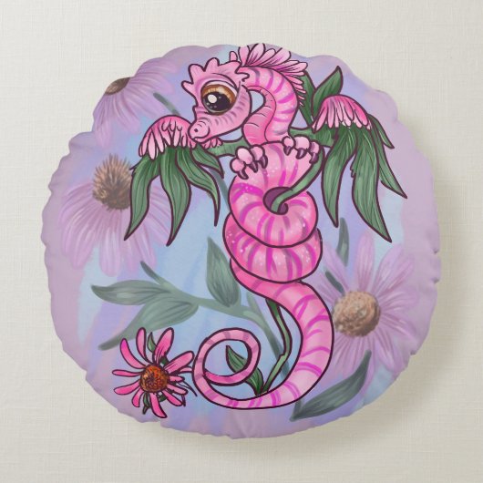 エキナセア花lil'ガーデンドラゴン ラウンドクッション (正面)