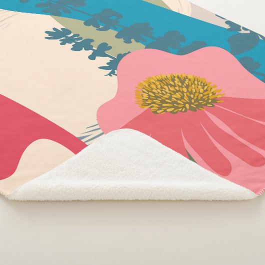 エキナセア芸術的抽象芸術モダンカラーブロック シェルパブランケット (3/4)