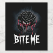 エギー'バイトme'ゴシックバラデザイン ワインラベル (シングルラベル)