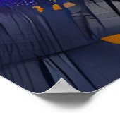 エギーモダンブルーの黄色のメタリックマッシュルームポップ・アートのアート ポスター (角)