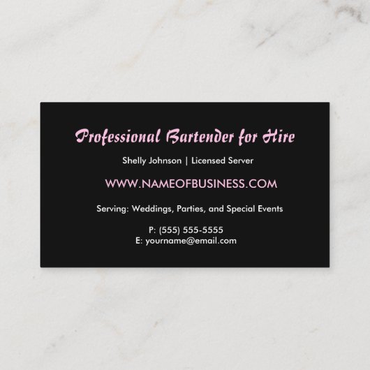 エギー黒とピンクスプラッシュイベントバーテンダー 名刺 (裏面)