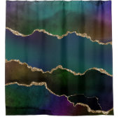 エギー・アゲート |ダークムーディージュジェルトーン神秘的なティール（緑がかった色） シャワーカーテン (正面)