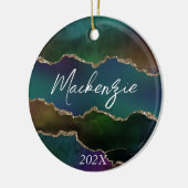 エギー・アゲート |ダークムーディージュジェルトーン神秘的なティール(緑がかった色) セラミックオーナメント (左)