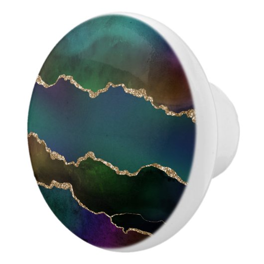 エギー・アゲート |ダークムーディージュジェルトーン神秘的なティール（緑がかった色） セラミックノブ (右)