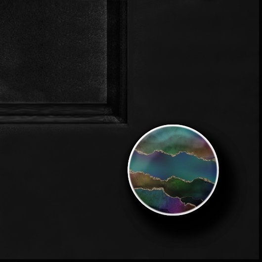 エギー・アゲート |ダークムーディージュジェルトーン神秘的なティール(緑がかった色) セラミックノブ