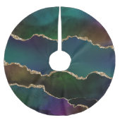 エギー・アゲート |ダークムーディージュジェルトーン神秘的なティール（緑がかった色） ブラッシュドポリエステルツリースカート (正面)