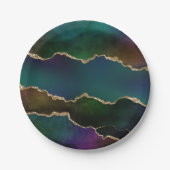 エギー・アゲート |ダークムーディージュジェルトーン神秘的なティール(緑がかった色) ペーパープレート (正面)