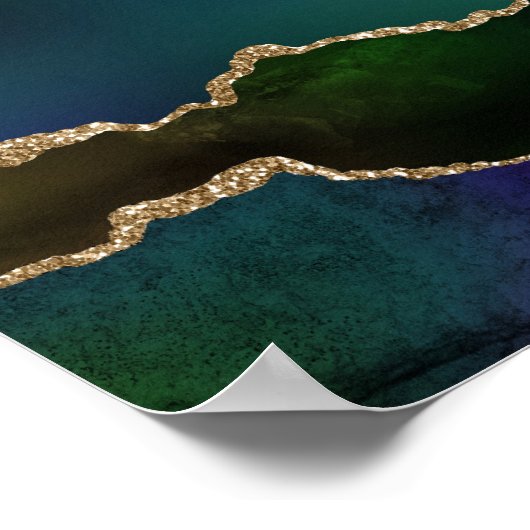 エギー・アゲート |ダークムーディージュジェルトーン神秘的なティール（緑がかった色） ポスター (角)