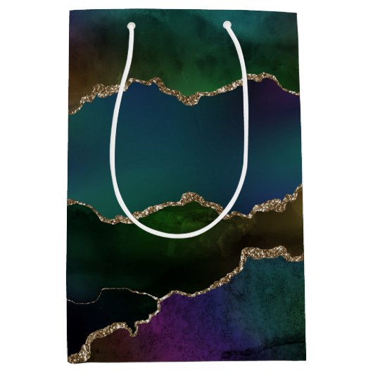 エギー・アゲート |ダークムーディージュジェルトーン神秘的なティール（緑がかった色） ミディアムペーパーバッグ (正面)