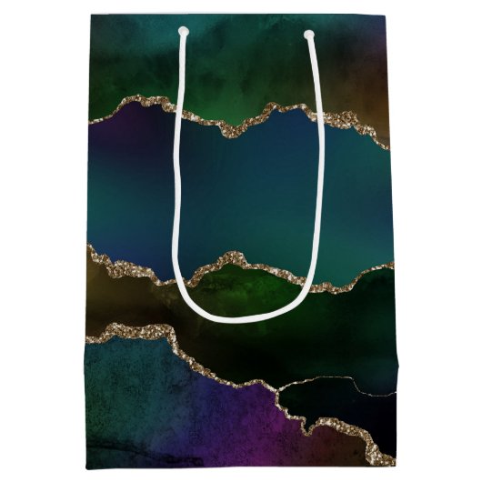 エギー・アゲート |ダークムーディージュジェルトーン神秘的なティール（緑がかった色） ミディアムペーパーバッグ (裏面)