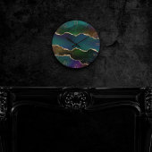 エギー・アゲート |ダークムーディージュジェルトーン神秘的なティール(緑がかった色) ラウンド壁時計