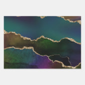 エギー・アゲート |ダークムーディージュジェルトーン神秘的なティール(緑がかった色) ラッピングペーパーシート (正面3)