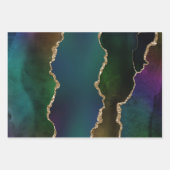 エギー・アゲート |ダークムーディージュジェルトーン神秘的なティール(緑がかった色) ラッピングペーパーシート (正面)