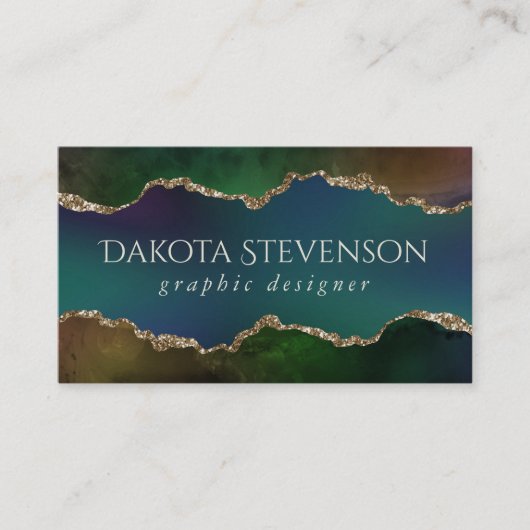 エギー・アゲート |ダークムーディージュジェルトーン神秘的なティール(緑がかった色) 名刺 (正面)