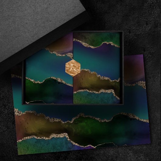 エギー・アゲート |ダークムーディージュジェルトーン神秘的なティール(緑がかった色) 薄葉紙