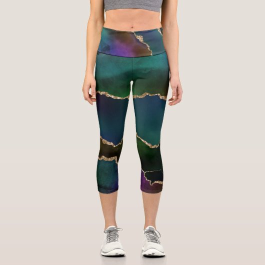 エギー・アゲート |濃いムーディージュジェルトーンティール（緑がかった色） カプリレギンス (正面)