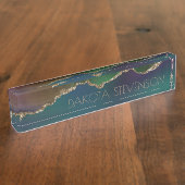 エギー・アゲート |濃いムーディージュジェルトーンティール(緑がかった色) デスクネームプレート (側面)