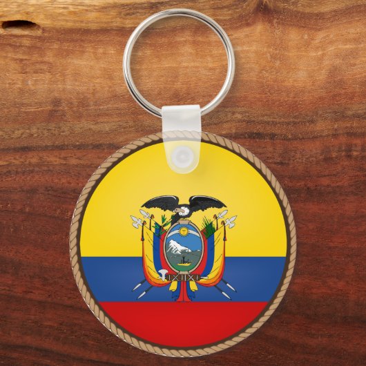 エクアカッコいいル国旗のシール キーホルダー (正面)