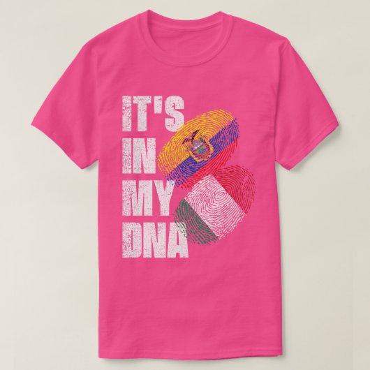 エクアドルとイタリアンミックスDNAフラグ伝統 Tシャツ (デザイン正面)