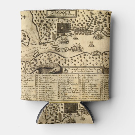 エクアドルのグアヤキルの地図(1741年)クーラーボックス 缶クーラー (正面)