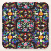エクアドルのステンドグラス スクエアペーパーコースター (正面)