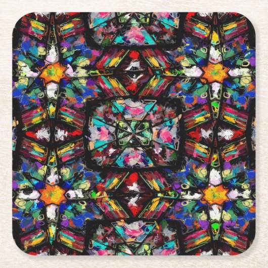 エクアドルのステンドグラス スクエアペーパーコースター (正面)