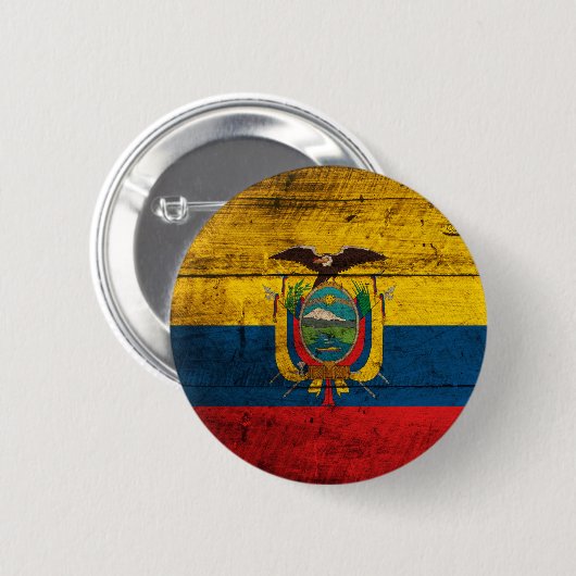 エクアドルの古い木の旗 缶バッジ (正面&裏面)