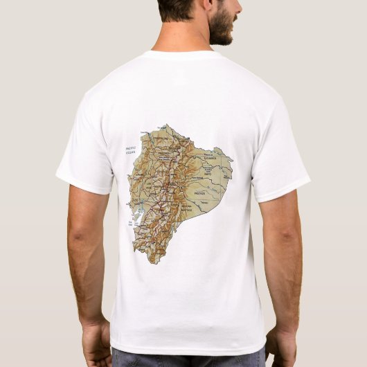 エクアドルの旗および地図のTシャツ Tシャツ (裏面)