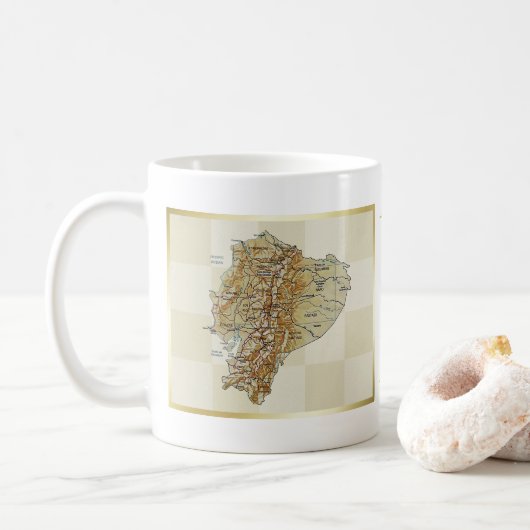 エクアドルの旗 + 地図のマグ コーヒーマグカップ (ドーナツ)
