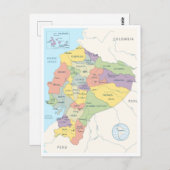 エクアドルの詳細地図 ポストカード (正面/裏面)