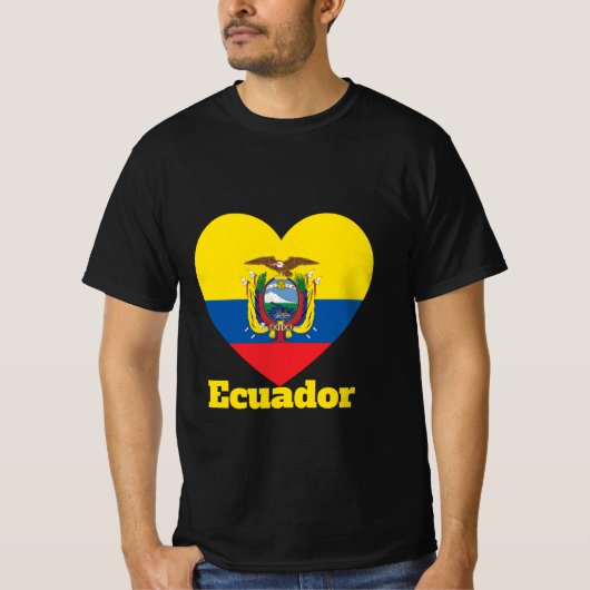エクアドルハート国旗Tシャツ Tシャツ (正面)