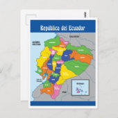 エクアドル南米の地図 ポストカード (正面/裏面)