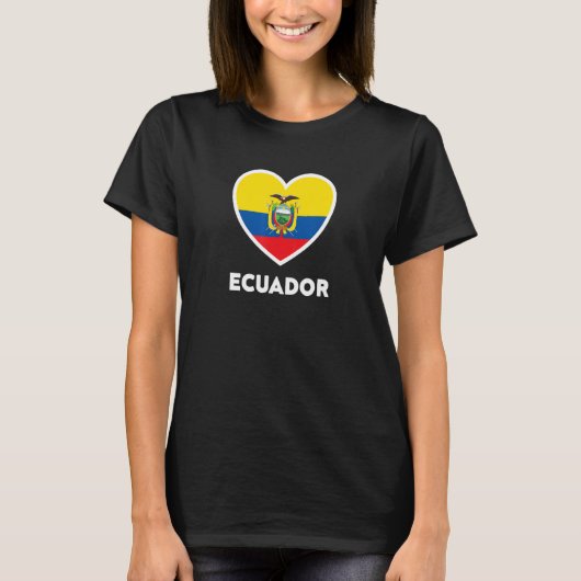 エクアドル国旗のハート Tシャツ (正面)