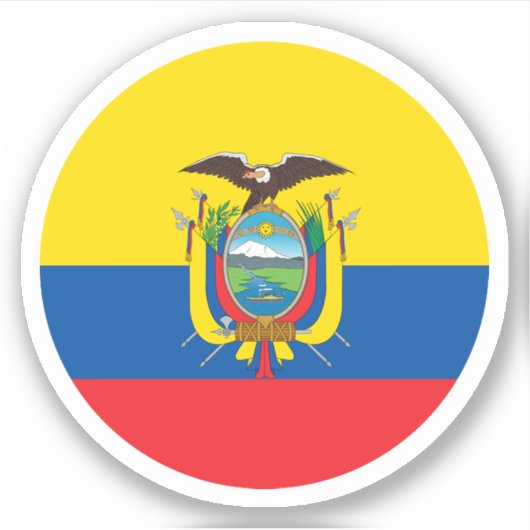 エクアドル国旗の丸いシール シール (正面)