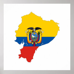 エクアドル国旗の地図シルエット記号 ポスター