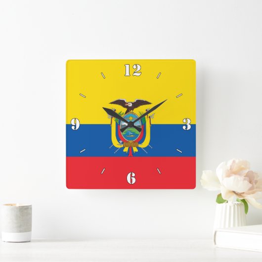 エクアドル国旗の愛国心 スクエア壁時計 (ホーム)