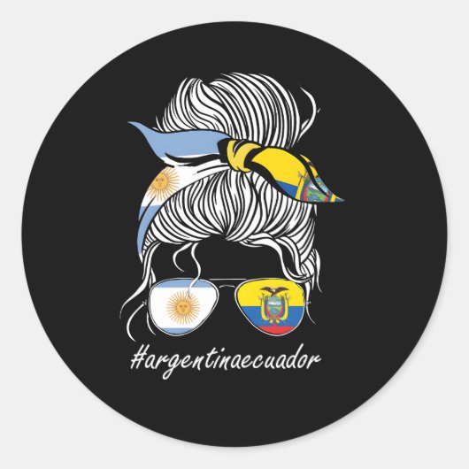 エクアドル国旗アルゼンチン国旗 ラウンドシール (正面)