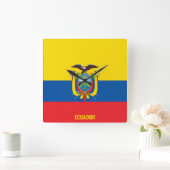 エクアドル国旗愛国 スクエア壁時計 (ホーム)