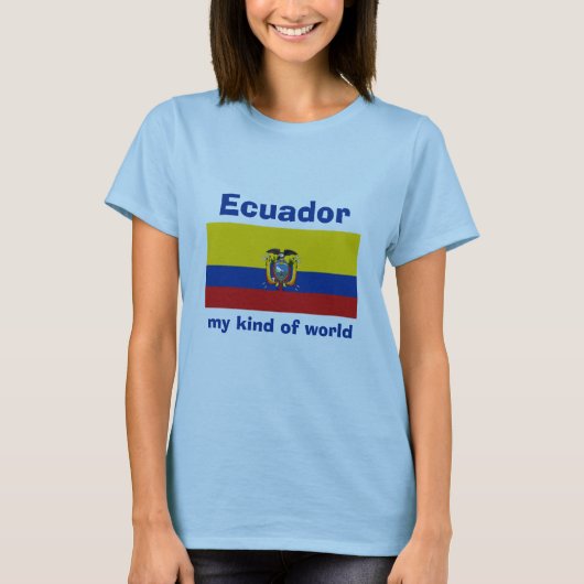 エクアドル国旗+地図+テキストTシャツ Tシャツ (正面)
