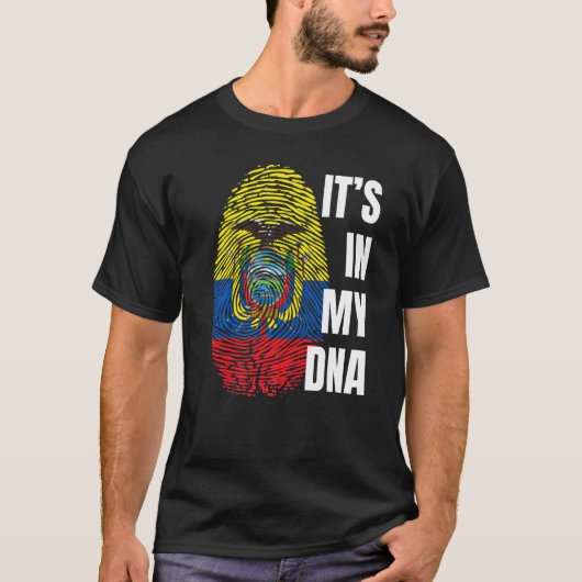 エクアドル国旗Dna指紋エクアドル Tシャツ (正面)
