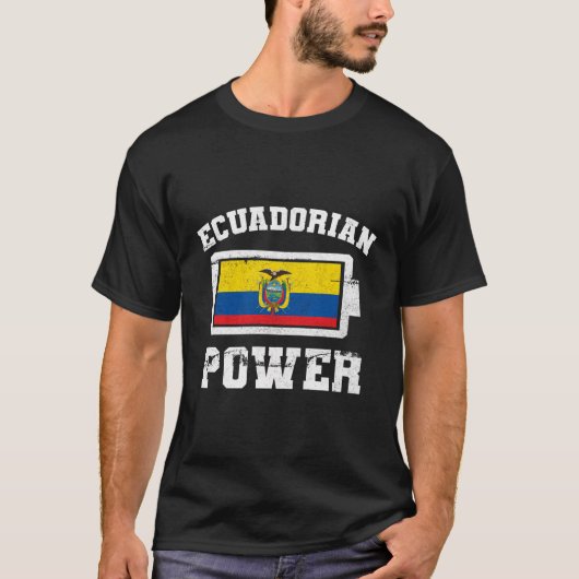 エクアドル誇りを持ったエクアドル国旗Hispanic Battery Pow Tシャツ (正面)