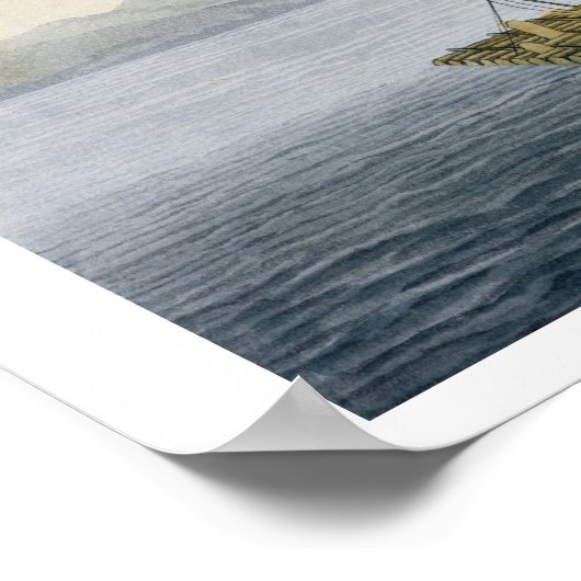 エクアドル離れグアヤキル港の筏 ポスター (角)