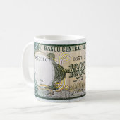 エクアドル1000のスクレのRuminahuiの銀行券のマグ コーヒーマグカップ (正面左)