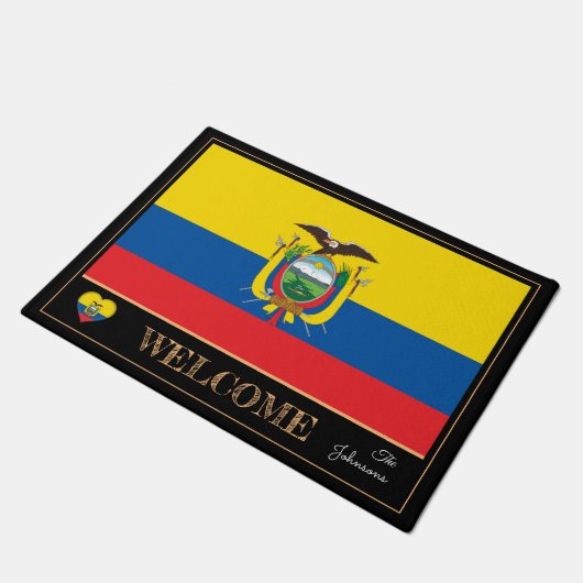 エクアドル&エクアドルフラッグハウス/スポーツウェルカム ドアマット (アングル)