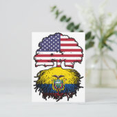 エクアドル・エクアドル・アメリカ合衆国ツリー・ルーツ国旗 ポストカード (スタンド正面)