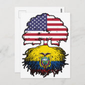 エクアドル・エクアドル・アメリカ合衆国ツリー・ルーツ国旗 ポストカード (正面/裏面)