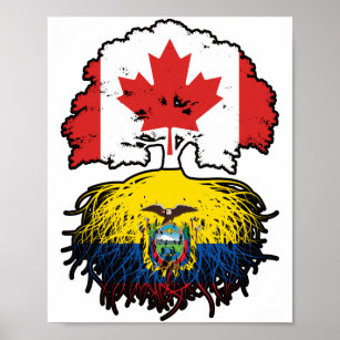 エクアドル・エクアドル・カナダ・ツリー・ルーツ国旗 ポスター