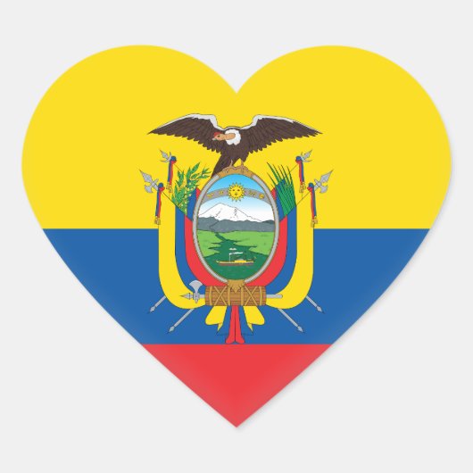 エクアドル(エクアドル)国旗 ハートシール (正面)