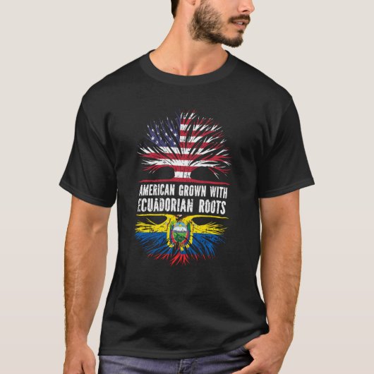 エクアドル・ルーツ米国国旗Ecuaで栽培されたアメリカ人 Tシャツ (正面)
