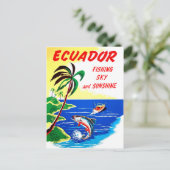 エクアドル、魚釣りとサンシャイン、ヴィンテージ旅行 ポストカード (スタンド正面)